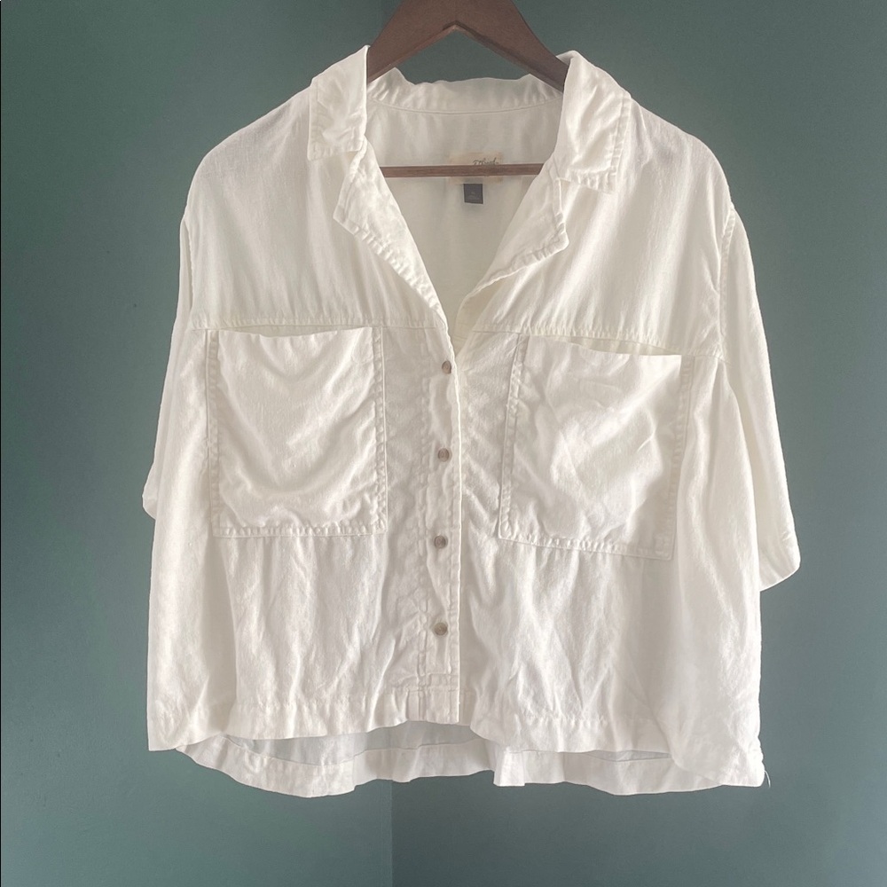 Universal Thread White Button-Front Pocket Shirt … - image 1